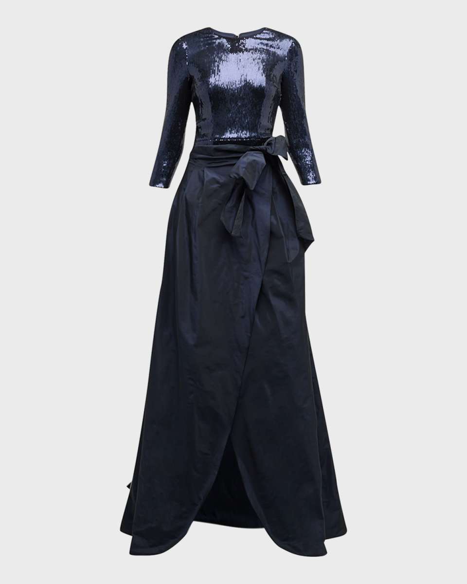 3/4-Sleeve Sequin Midi Dress